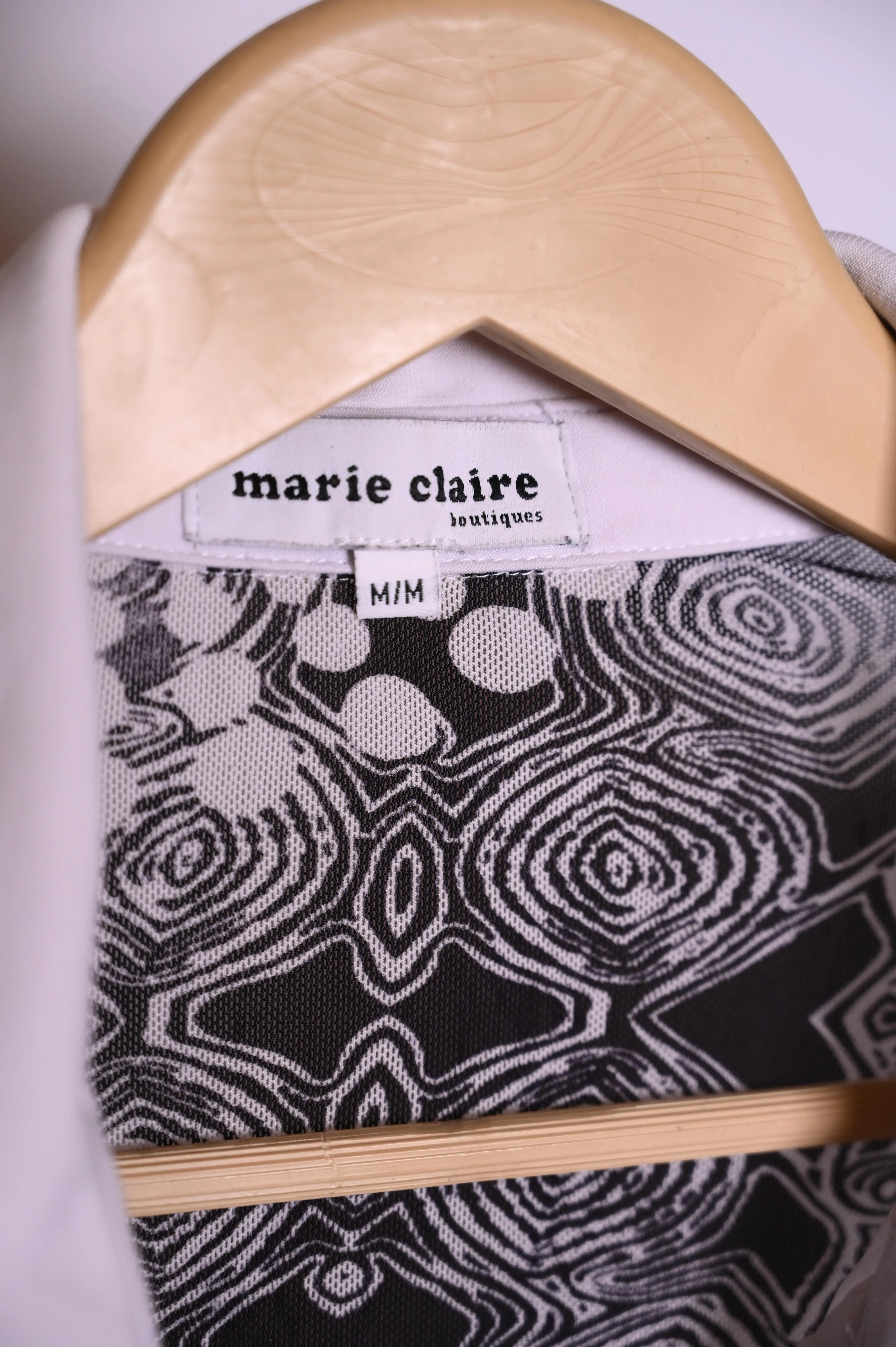 Marie Claire Black & White Button-Down Blouse