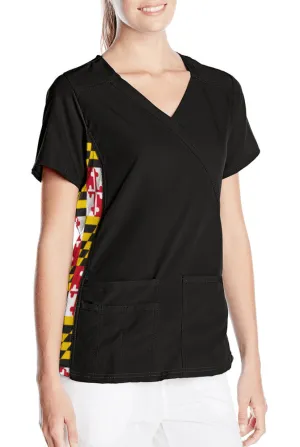 Maryland Flag Side (Black) / Medical Scrub Top