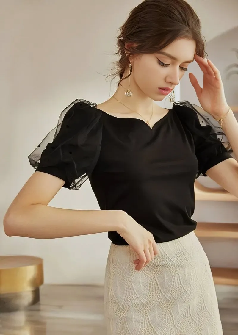 MESH PUFF SLEEVE BASE TOP