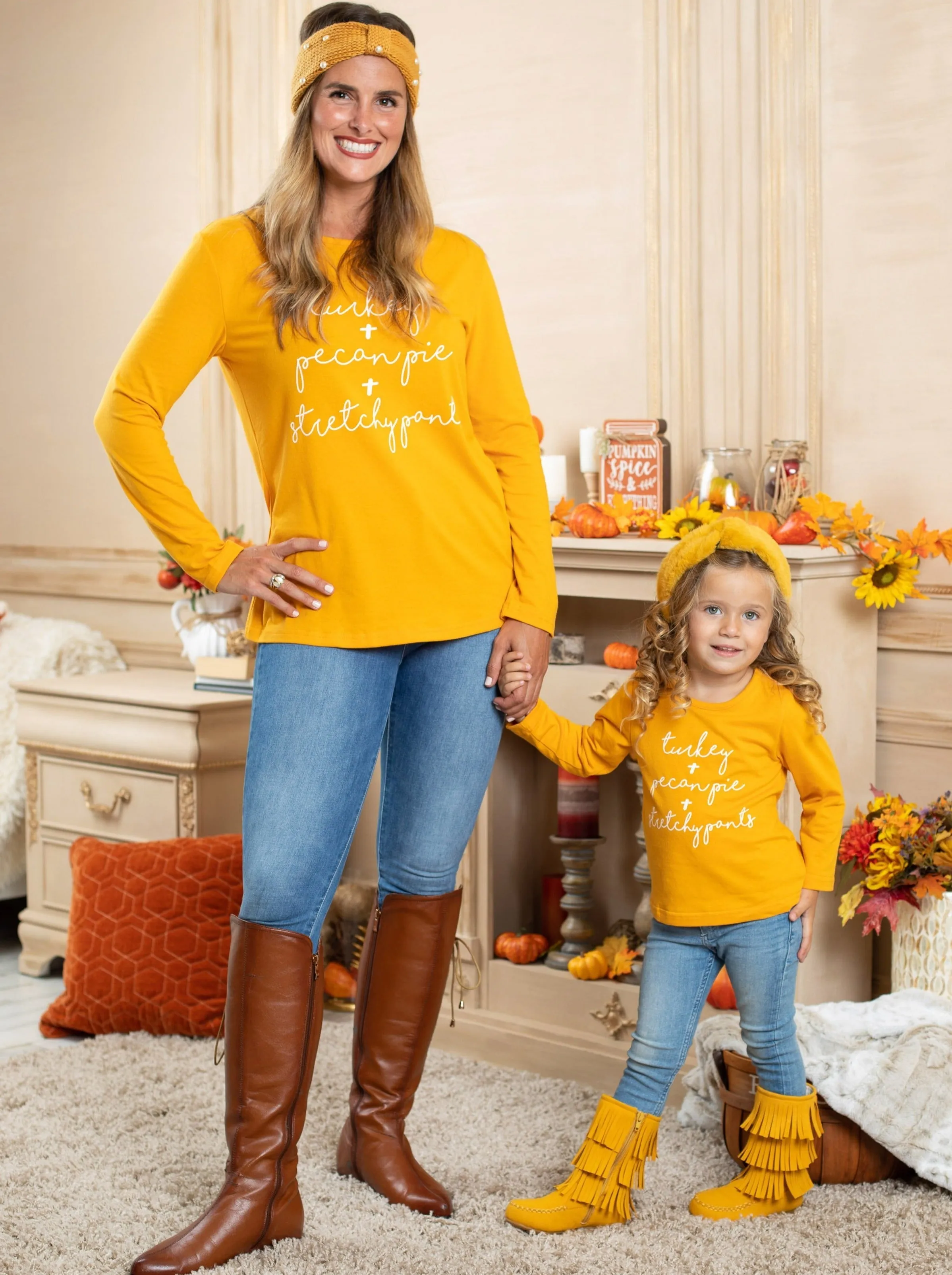 Mommy And Me Turkey   Pecan Pie   Stretchy Pants Top