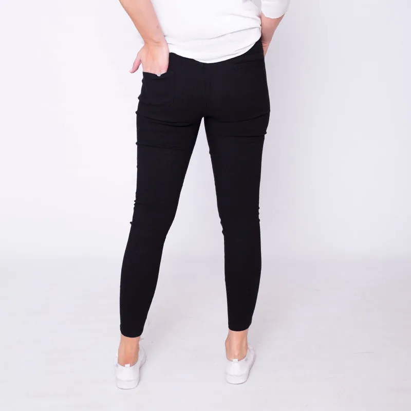 Moto Pleated Jeggings Black