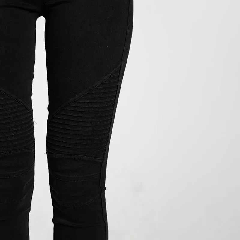 Moto Pleated Jeggings Black