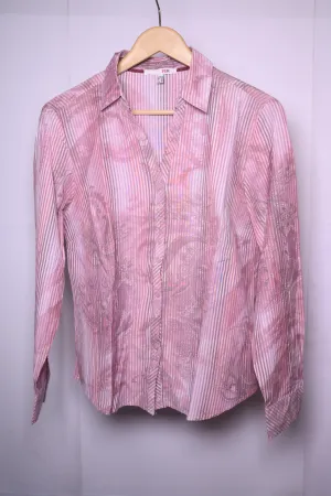 My Way FER Pink & White Striped Button Down Shirt – Medium