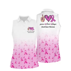 Peace Love Hope Sleeveless Polo Shirt, Women's Sleeveless Polo Shirts Quick Dry Golf Tennis Shirt