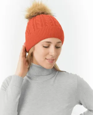 PURE GOLF Suzie Waterproof Lined Bobble Hat Ember Orange