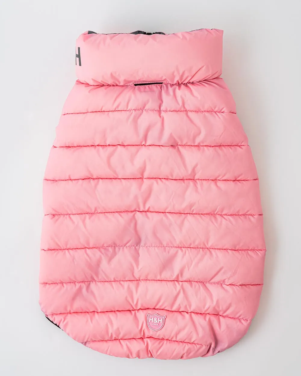 Reversible Dog Puffer Jacket - Light Pink and Grey