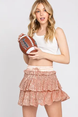 Rose Gold Sequence Ruffle Skort