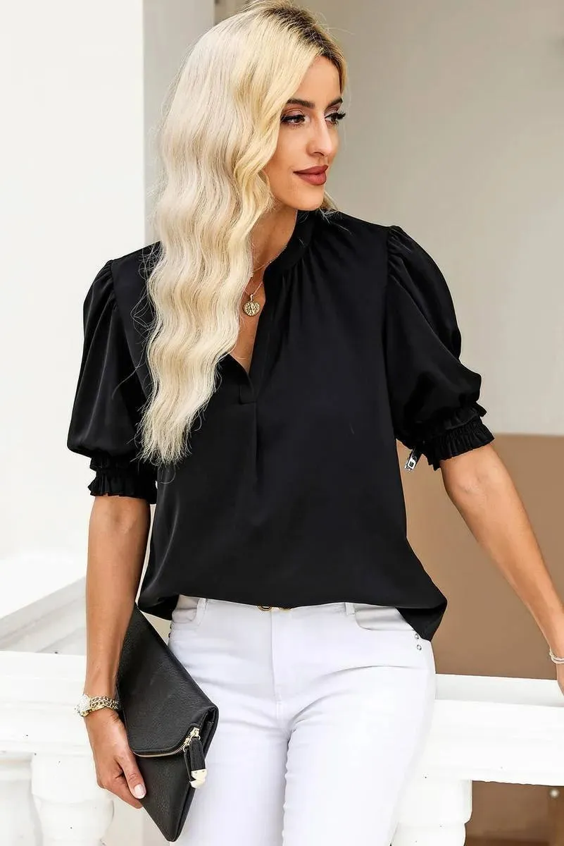 Shop Our Smock Sleeve V Neck Top for a Chic Look