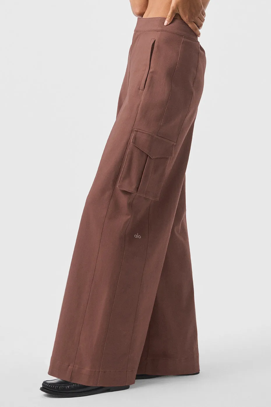 Show Off Cargo Wide Leg Trouser (Long) - Chestnut