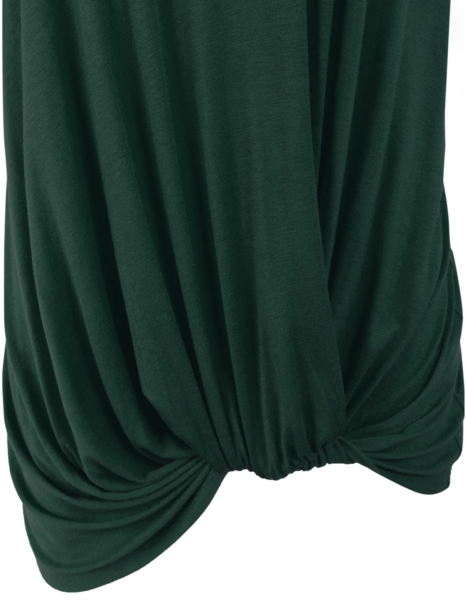 Solid Basic Boatneck Dolman Top with Knot on Hemline