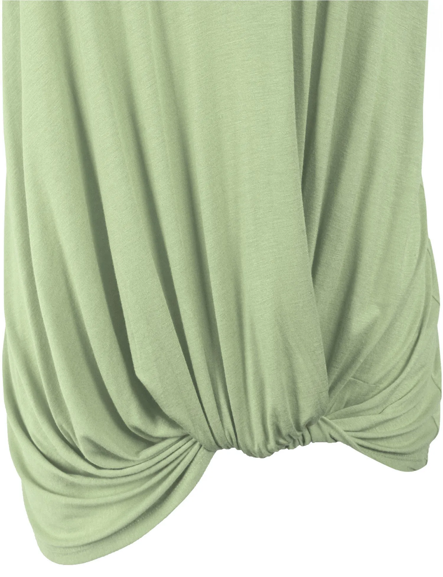 Solid Basic Boatneck Dolman Top with Knot on Hemline