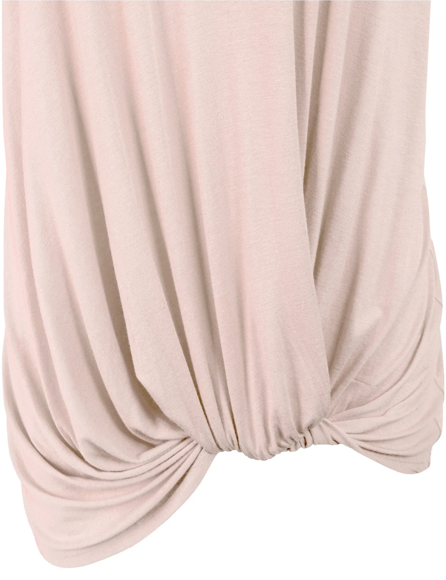 Solid Basic Boatneck Dolman Top with Knot on Hemline