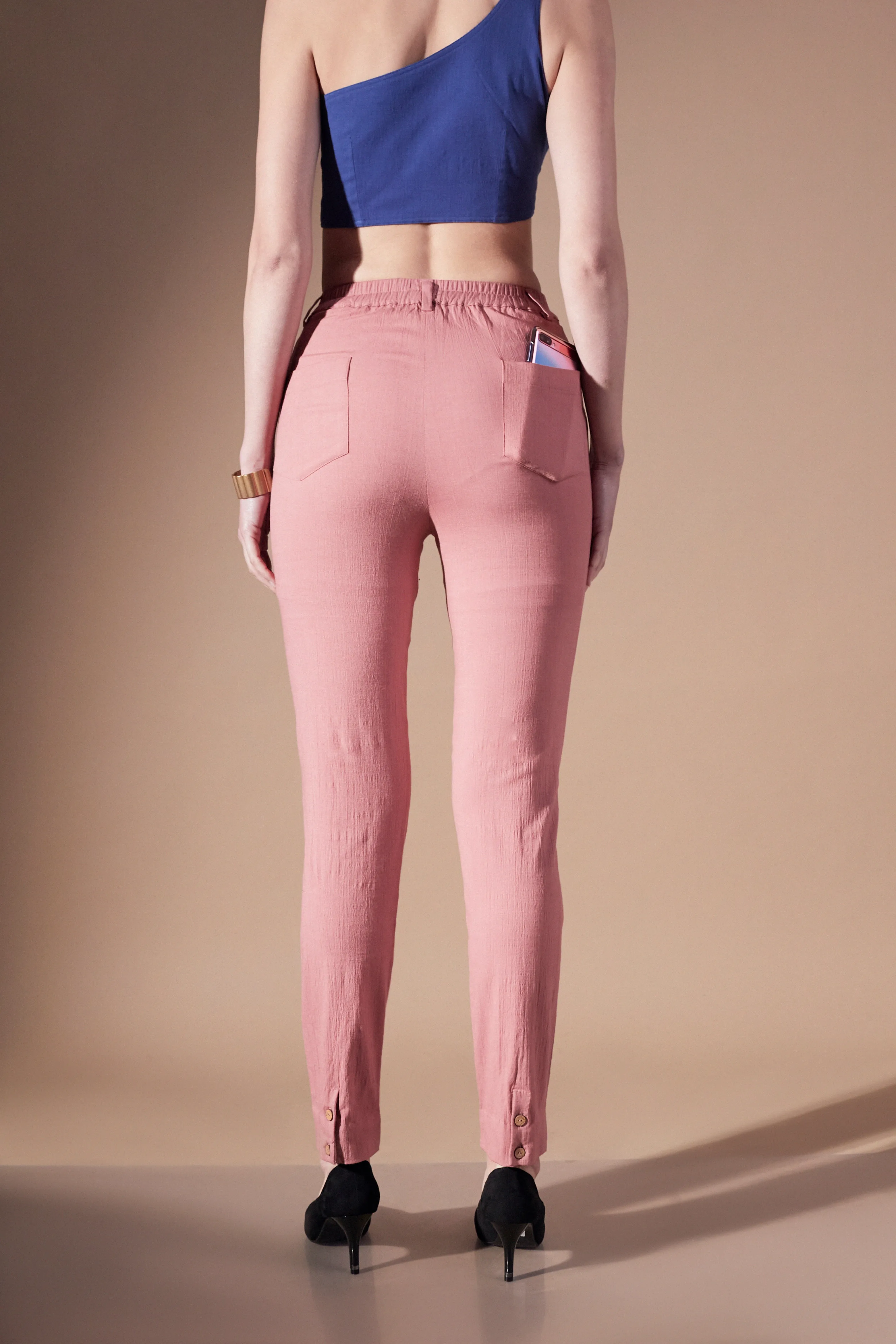 Solid Pink Women's Workwear Pants