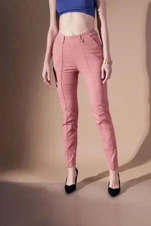 Solid Pink Women's Workwear Pants