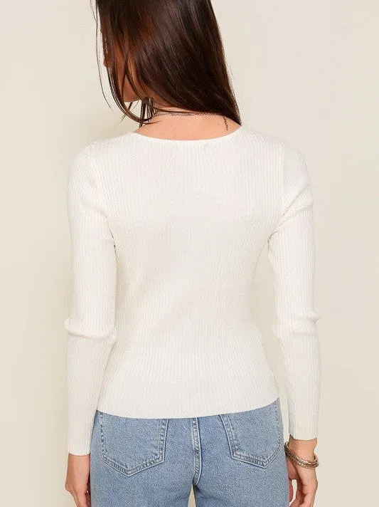 Style Without Limits Cutout Long Sleeve Sweater Top