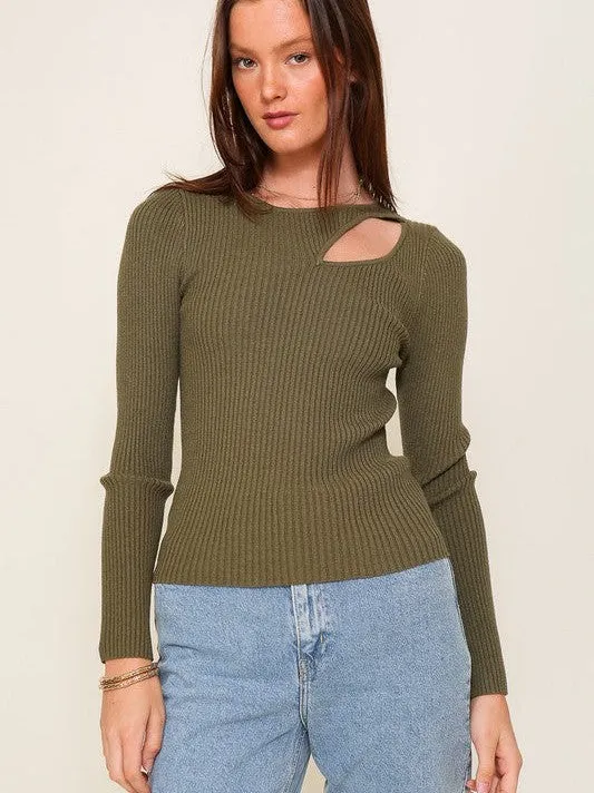 Style Without Limits Cutout Long Sleeve Sweater Top