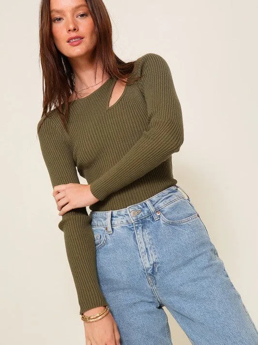 Style Without Limits Cutout Long Sleeve Sweater Top