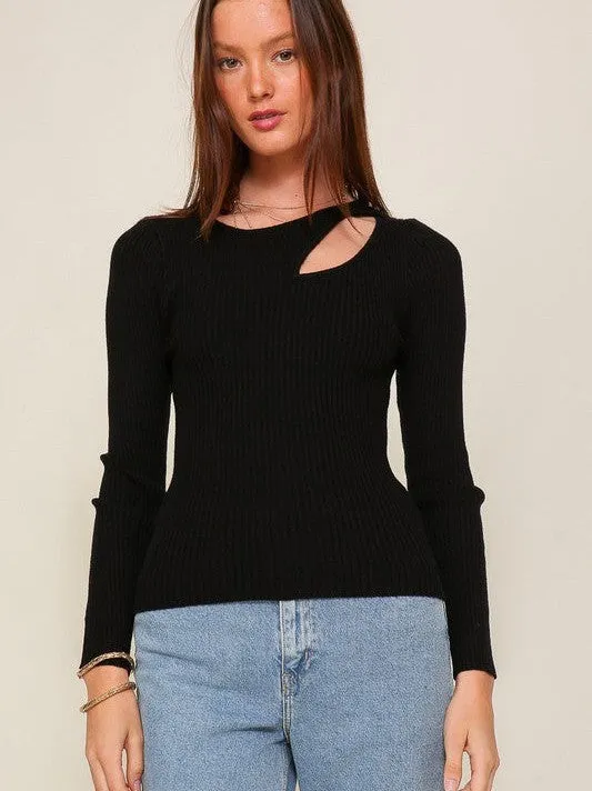 Style Without Limits Cutout Long Sleeve Sweater Top