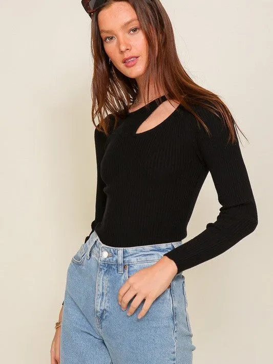 Style Without Limits Cutout Long Sleeve Sweater Top