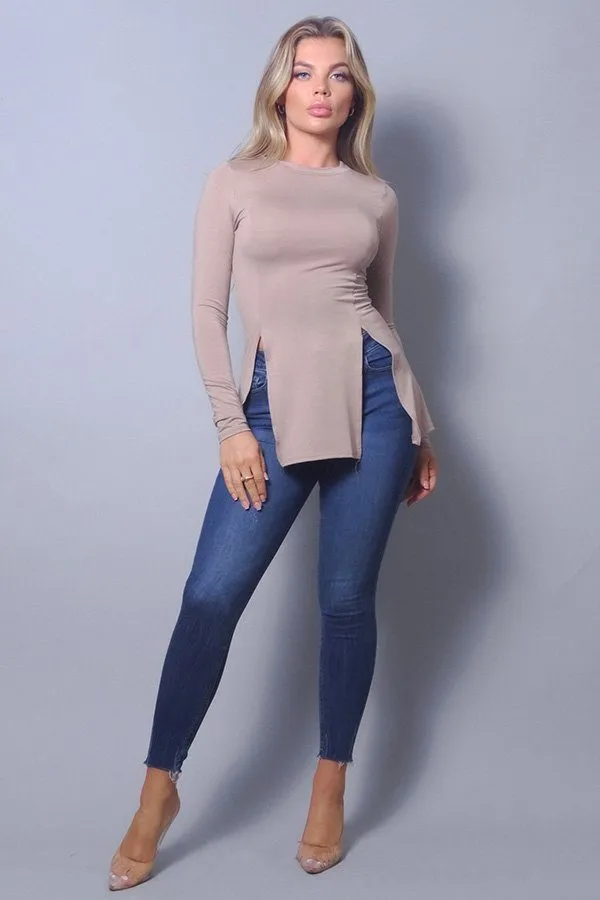 Women's Sleek & Chic Fall Long Sleeve Slitted Top