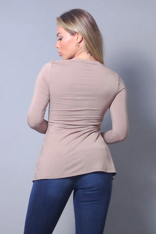 Women's Sleek & Chic Fall Long Sleeve Slitted Top